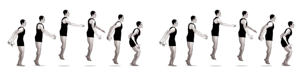 Diagram showing arm movement when bouncing